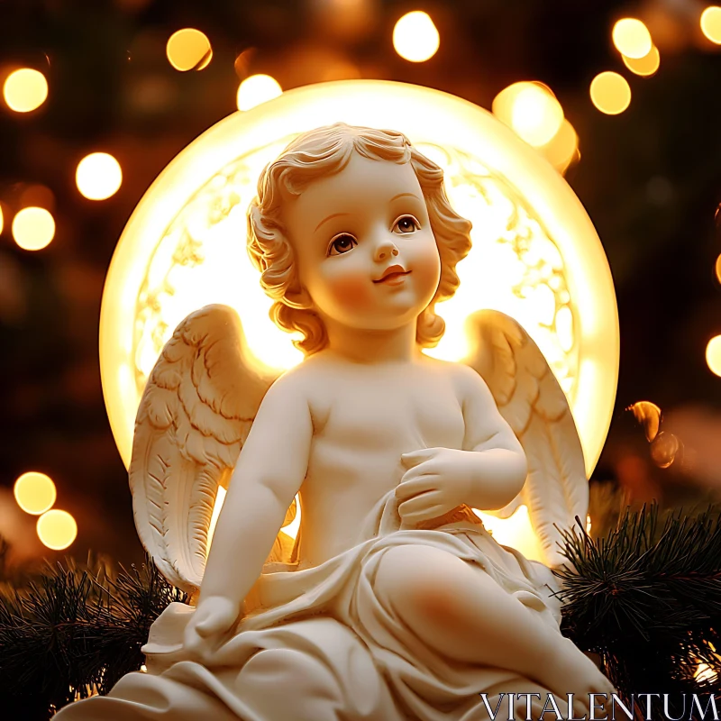 Radiant Angel Christmas Statue AI Image