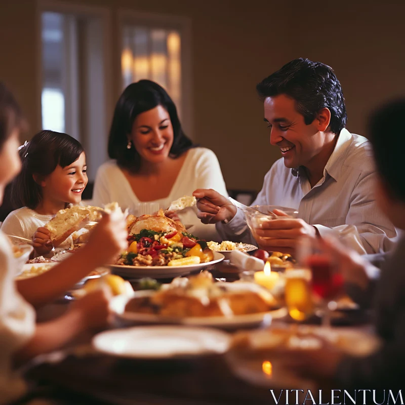 Gathering Around the Table: A Family Feast AI Image