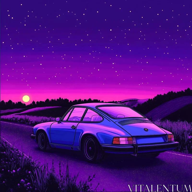 Classic Car Night Drive AI Image