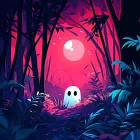 Whimsical Ghost Among the Trees Artwork