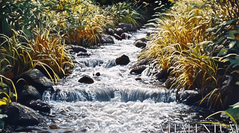 AI ART Serene River Amidst Vibrant Nature