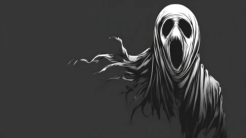 Monochrome Ghost Screaming in the Dark