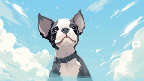 Boston Terrier in the Sky | Anime Style Digital Art