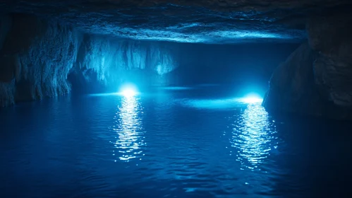 Enchanted Underground Cave with Blue Waters