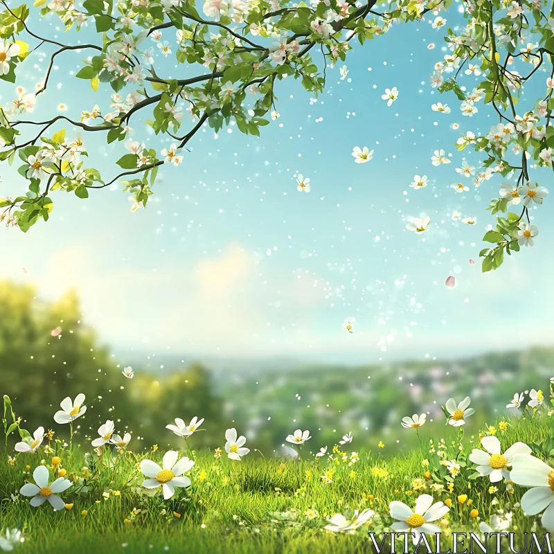 AI ART Idyllic Flower Field in Springtime