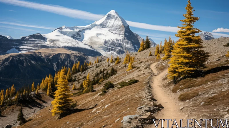 Captivating Nature Scene: Yellow Trail and Whistlerian-inspired Tree AI Image
