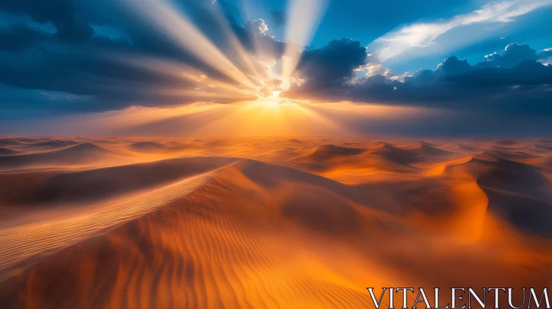 AI ART Stunning Desert Sunset and Sand Dunes