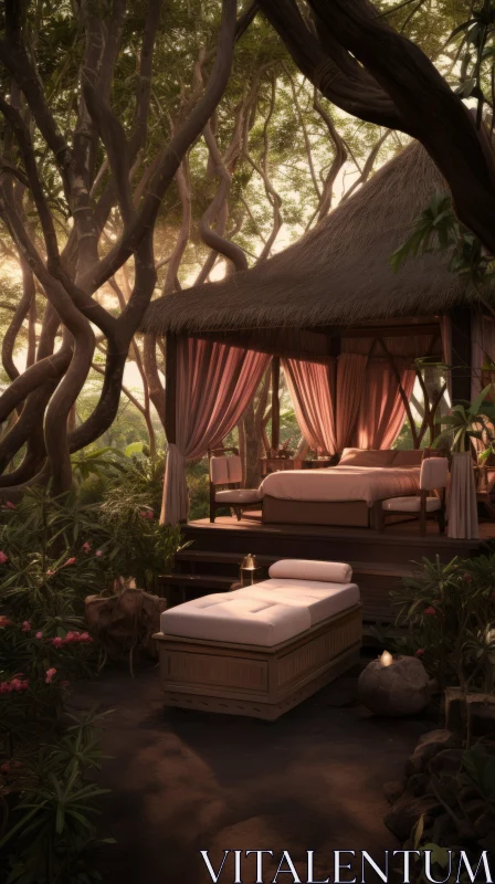 Enchanting Forest Bed: Photorealistic Renderings in Exotic Atmosphere AI Image