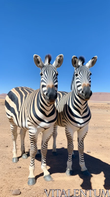 Exaggerated Facial Features and Bold Chromaticity: Zebras in the Desert AI Image