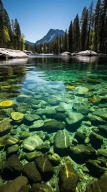 Tranquil Clear Water and Stones in a Shallow Lake - Captivating Nature Art