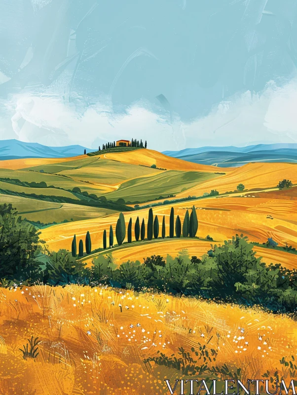 AI ART Scenic Tuscany Countryside, Italy