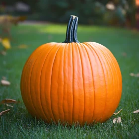 Pumpkin Portrait on Green Grass