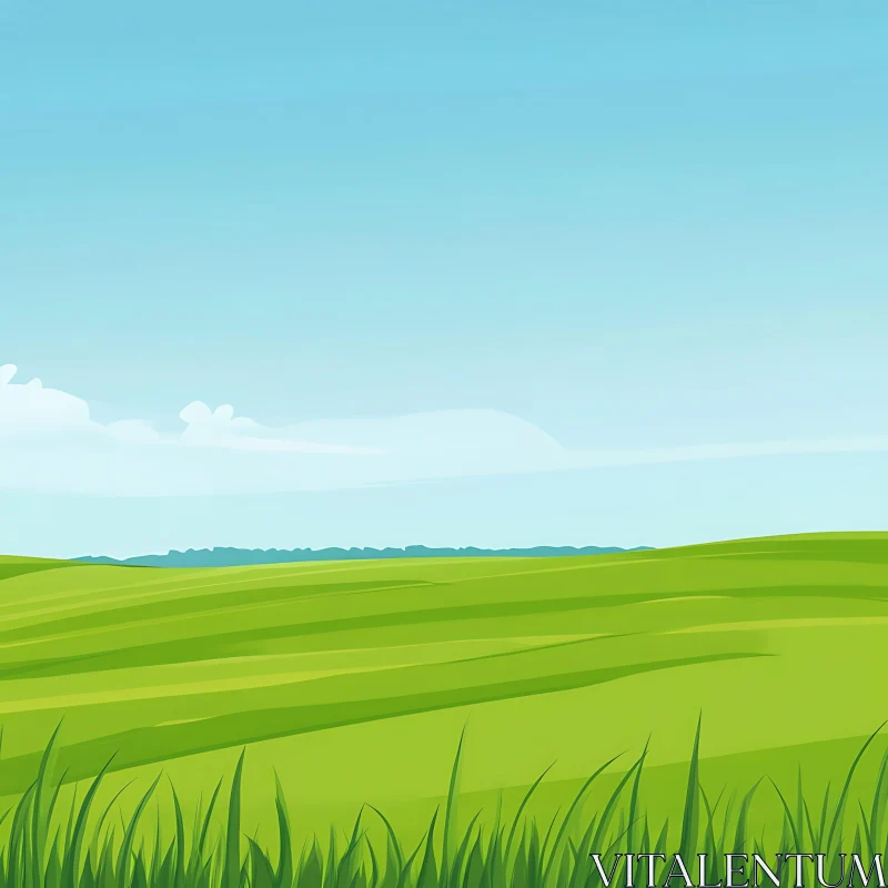 AI ART Pastoral Landscape with Green Field