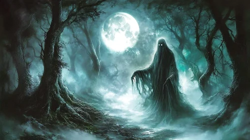 Moonlit Specter in the Haunted Forest