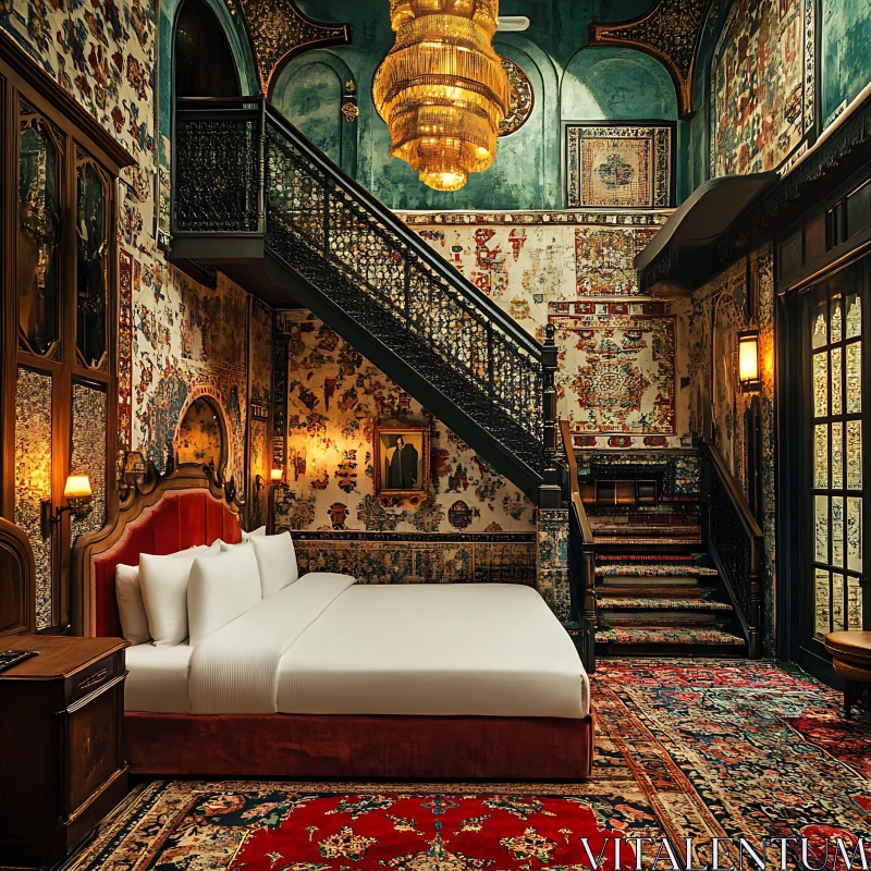 AI ART Opulent Bedroom Design with Ornate Details