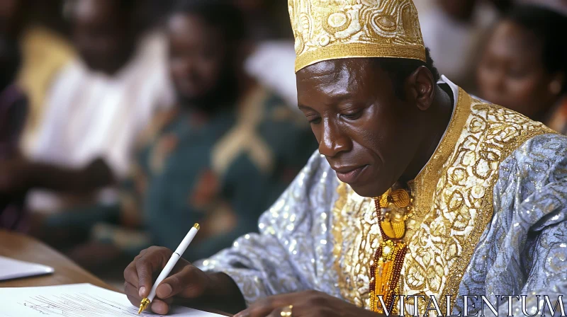 Traditional Leader Writing Document AI Image