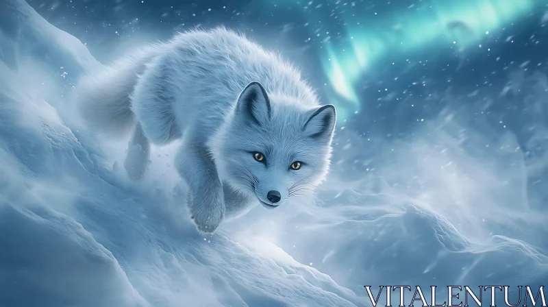 AI ART White Fox in Snowy Landscape