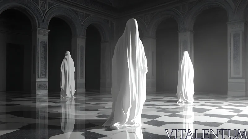 Veiled Apparitions in Grand Architecture AI Image