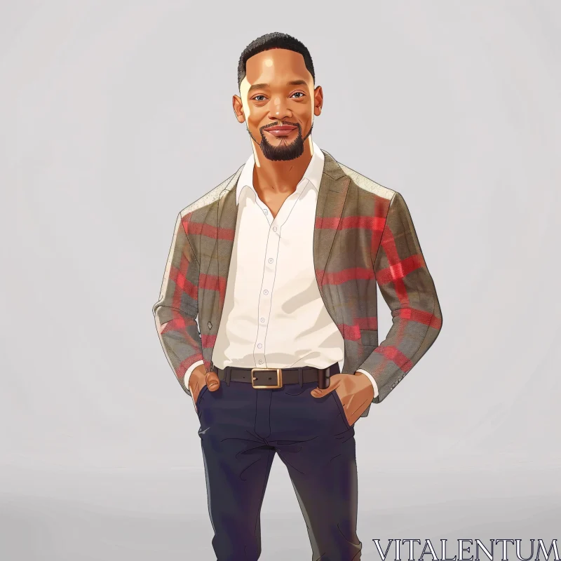 Will Smith in Checkered Blazer and White Shirt AI Image