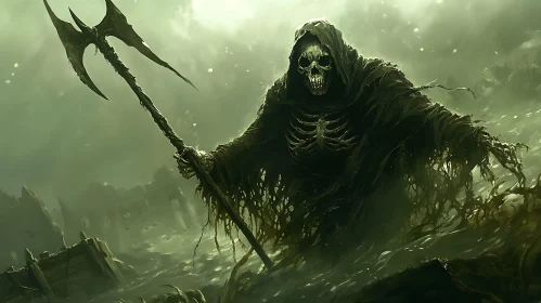 Shrouded Skeleton with Trident