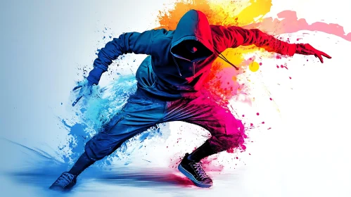 Abstract Streetwear Figure with Color Splashes