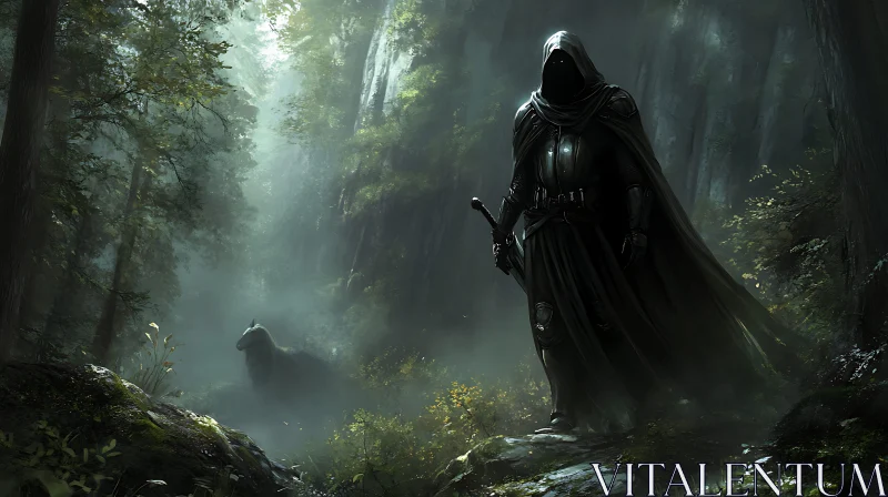 Hooded Guardian of the Forest AI Image