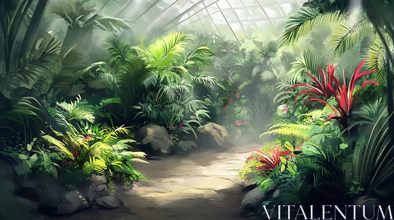 Botanical Garden Greenhouse Path AI Image