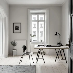 Monochrome Interior with Desk