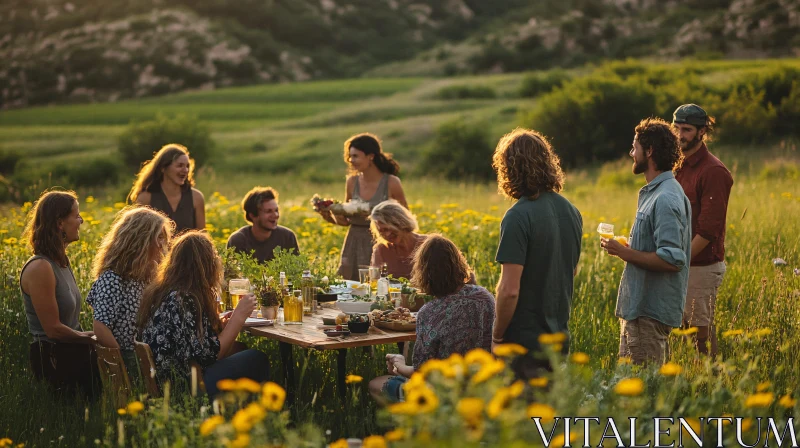 Outdoor Friends Celebration Meal Gathering AI Image