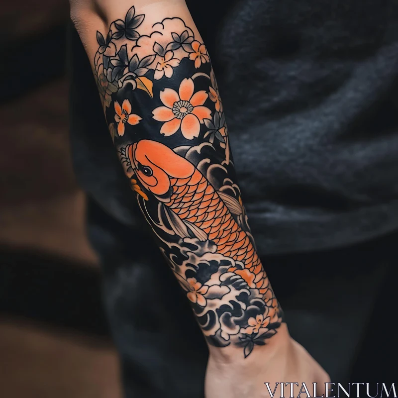 Intricate Koi Fish Forearm Tattoo AI Image