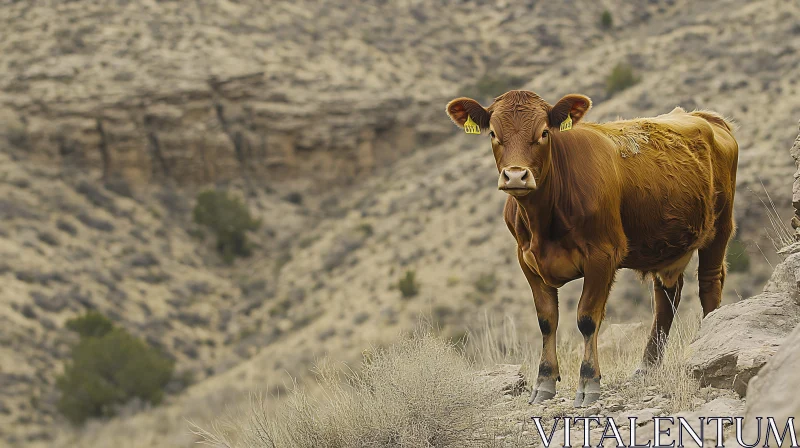 Brown Cow Portrait AI Image