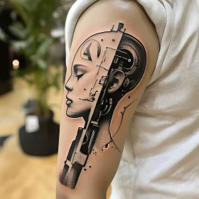 Cyborg Profile Tattoo Design on Arm