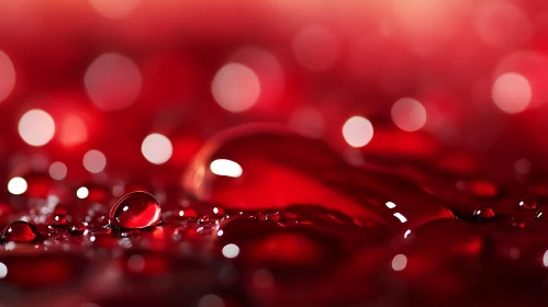 Macro Art of Red Droplets and Bokeh