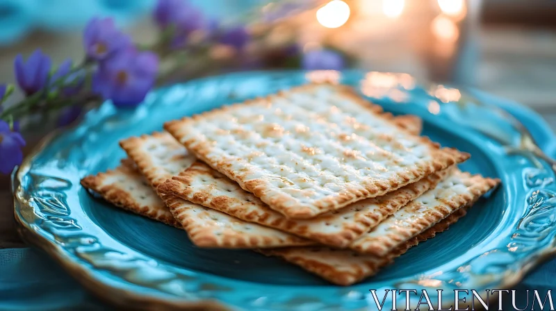 Traditional Matzah Display for Passover Celebration AI Image