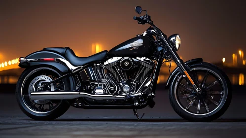 Classic Motorcycle at Night