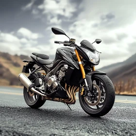 Motorcycle on Asphalt Road