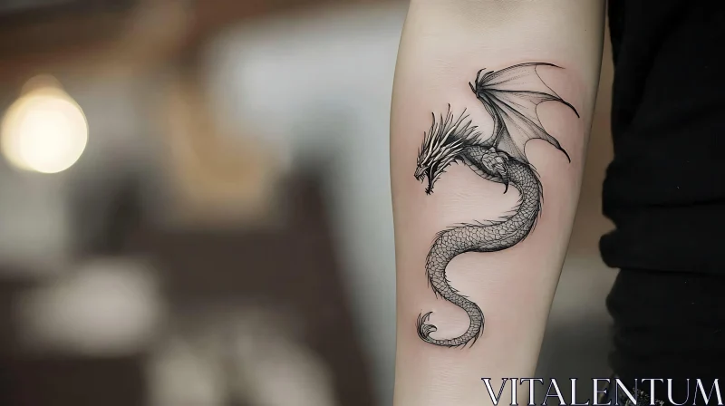 Detailed Dragon Tattoo on Inner Arm AI Image