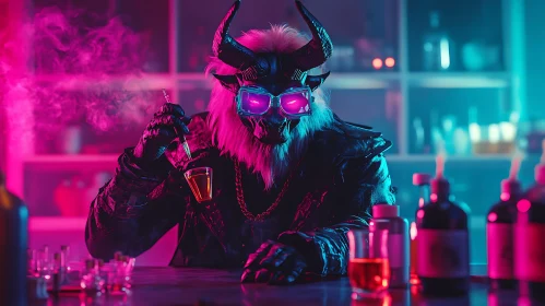 Cyberpunk Minotaur Bar Scene