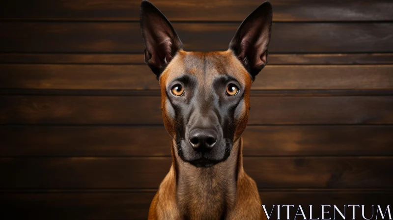 Belgian Shepherd Dog Portrait on Wooden Background AI Image