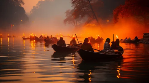 Boats on a River: A Captivating Scene of People Enjoying a Serene Voyage