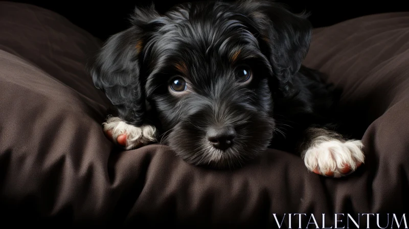 Chiaroscuro Portrait of a Black and Brown Puppy AI Image