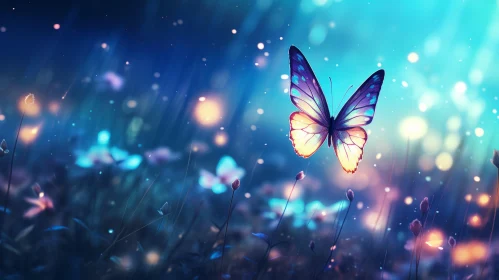 Dreamy Butterfly Amidst Luminous Flora