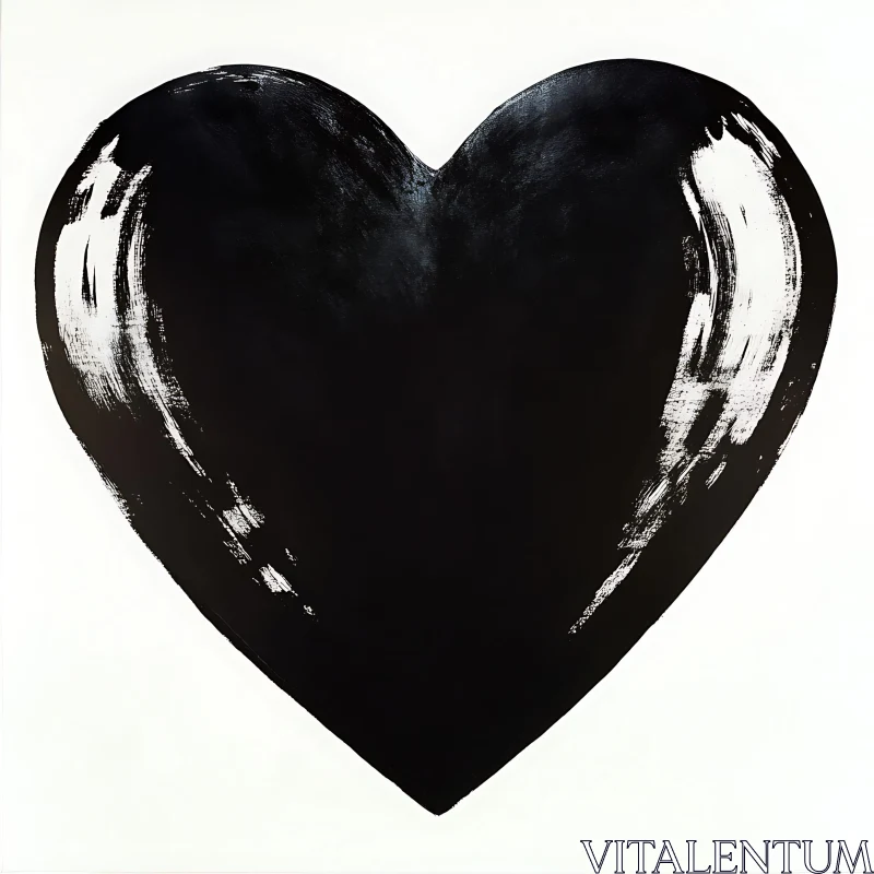 Black Heart Painting on White Canvas AI Image