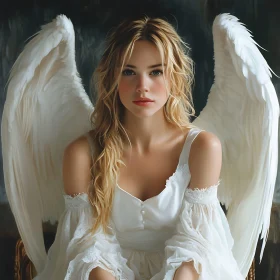 Portrait of an Angelic Woman with Wings