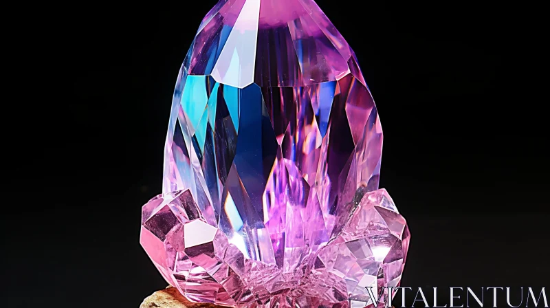 Exquisite Pink Crystal in Light Purple and Dark Azure Tones AI Image