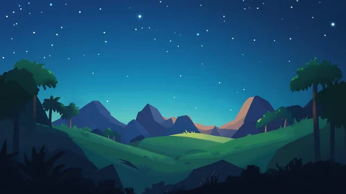 Tranquil Mountain Scene at Night
