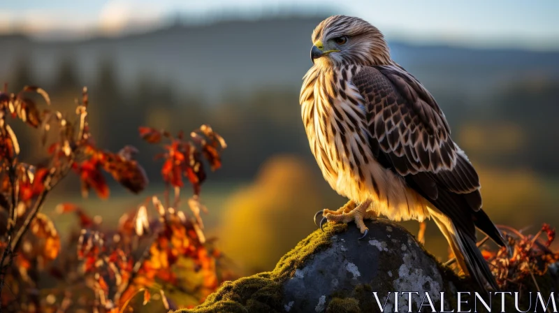 Golden Autumn Hawk: A Symbolic Animal Portrait AI Image