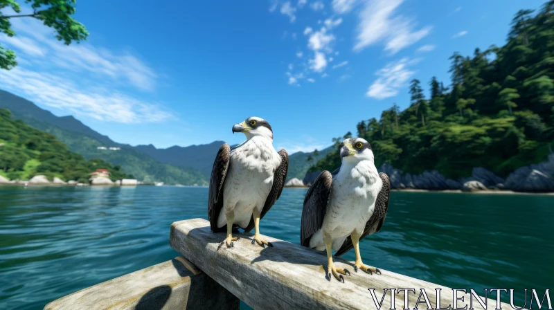 Two Birds by the Waterside: An Unreal Engine Render AI Image