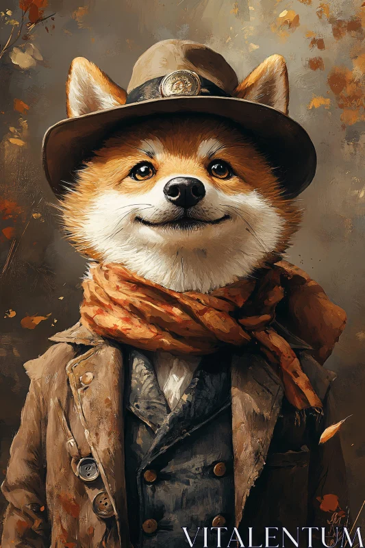 AI ART Charming Fox in Retro Attire