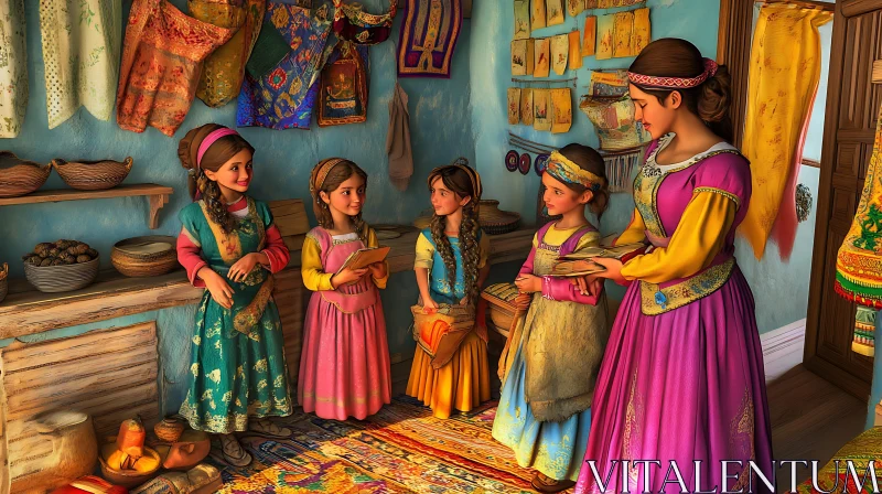 A Colorful Gathering of Young Girls